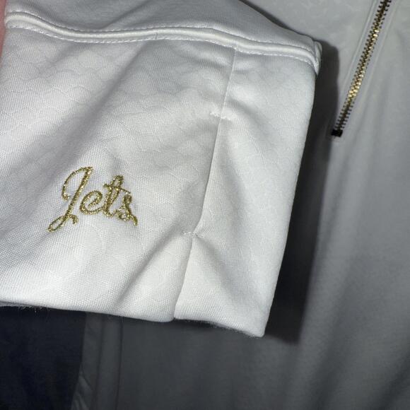 XXL Women’s Off White Gold Embroidered Long Sleeve NFL NY Jets Top - Picture 2 of 7